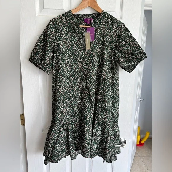 J. Crew Green Puff Sleeve V-Neck Sundress - Picture 3 of 3